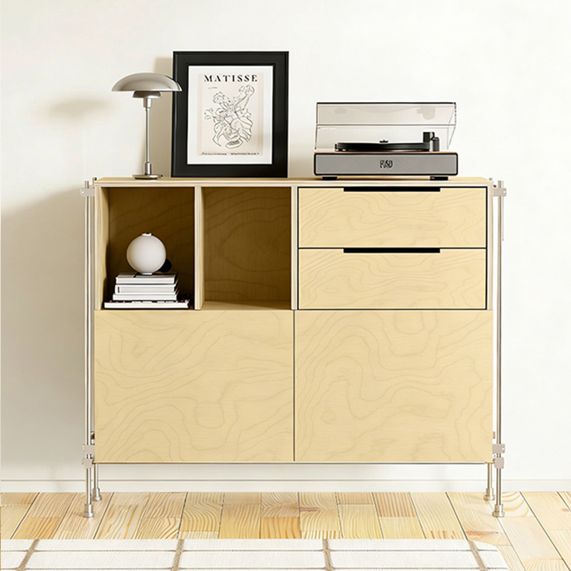 Modern Simple Light Wood Color Sideboard Living Room Wall-Mounted Multi-Functional Storage Cabinet Small Apartment Drawer Storage Cabinet
