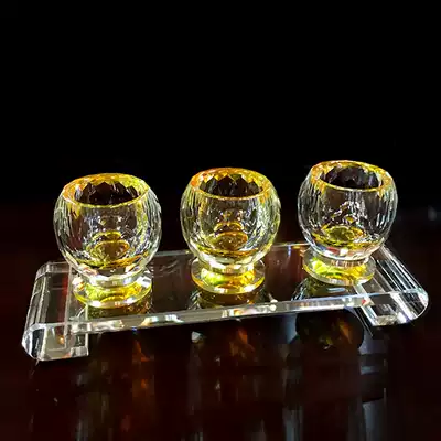 Buddha's pre-Buddha crystal water supply Cup for Buddha's Cup trumpet tantric three consecutive cups Gong cup of Wealth God wine glass