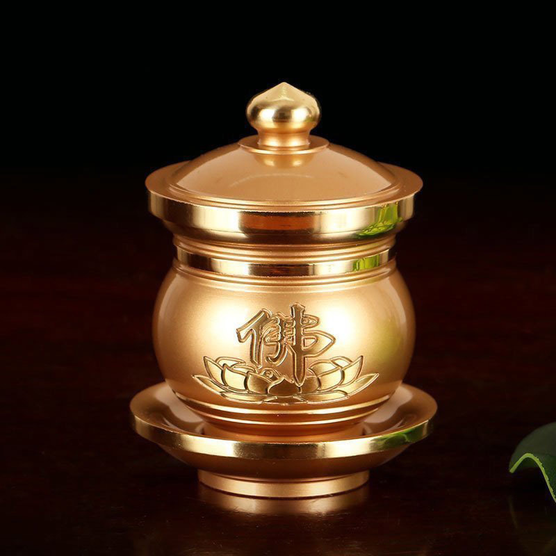Bacheng Buddhist Tool with lid pure copper Buddha Lotus water cup for Buddhist cup purified cup