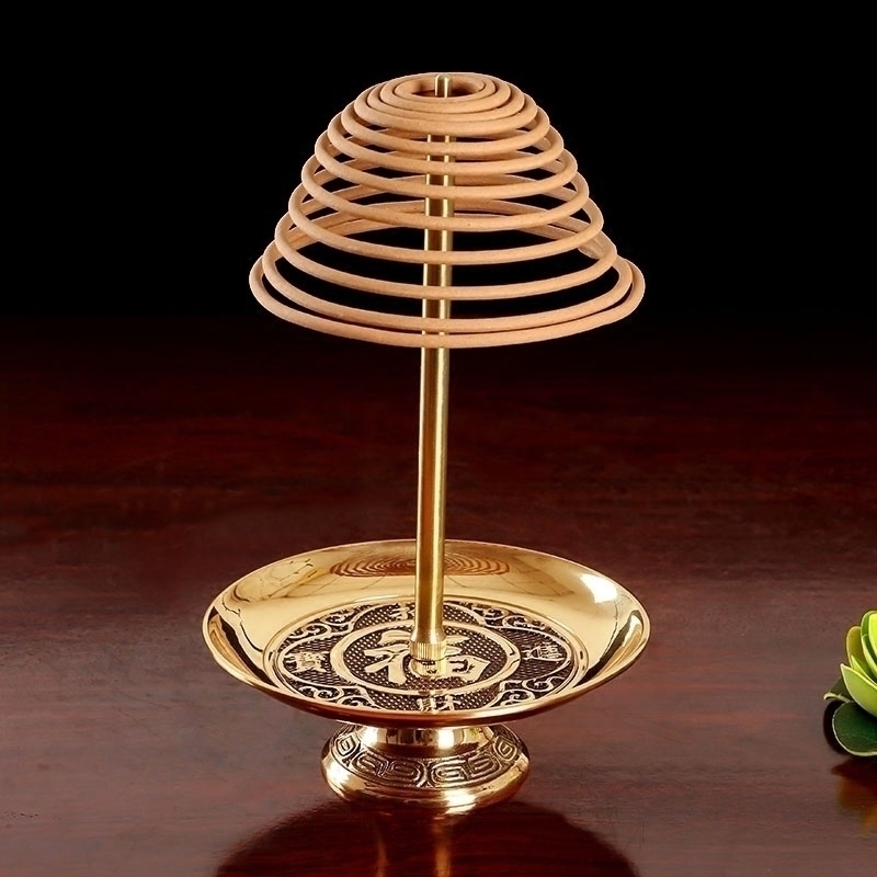 Baocheng Buddha's Buddhist Supplies Ring incense stand Incense Racks Home For Foe Incense Stove Taverine Bracket Pure Bronze Lotus Sandalwood Shelves