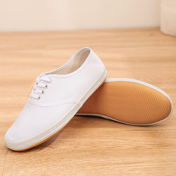 White shoes for men and women, canvas shoes, student gymnastics shoes, white sneakers, morning exercises, martial arts shoes, nurse work shoes, white cloth shoes