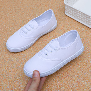 Children's white shoes, boys and girls canvas shoes, kindergarten students' white sneakers, indoor dance performance shoes, white cloth shoes