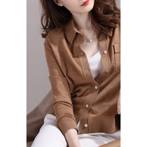 Fashionable and tasteful JPOO Jane PU worsted high wool pocket shirt knitwear autumn and winter women