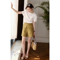 Jian Pu hard need version type positive thick legs gospel thin hidden meat high waist cotton cotton A- shaped pocket casual shorts women