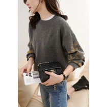 Strong push self-retention JPOO jangpu fashionable profile high luxury heavy industry embroidery thick wool knitted sweater women