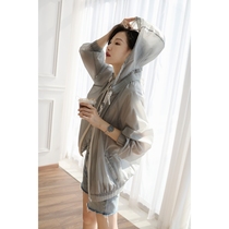 Jane Pu age reduction fashion sense big name temperament loose drawstring hooded thin breathable sunscreen coat women