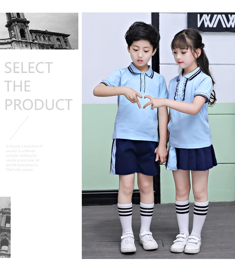 Đồng phục học sinh mẫu giáo, đồng phục học sinh, cotton ngắn tay mùa hè, gió Anh, học sinh tiểu học, bộ quần áo học sinh đại học hè - Đồng phục trường học / tùy chỉnh thực hiện quần áo be trai sành điệu