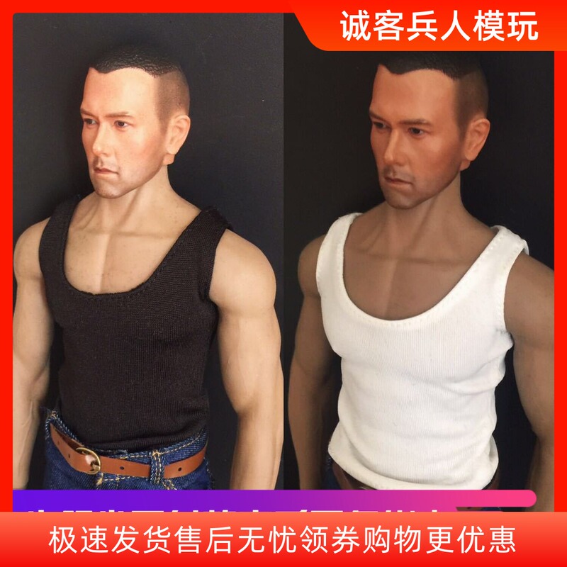 1/6 Scale Male Soldier Clothing, Men's Black and White Vest, Wolverine Vest, Old Bull Vest, Super Elastic, in Stock