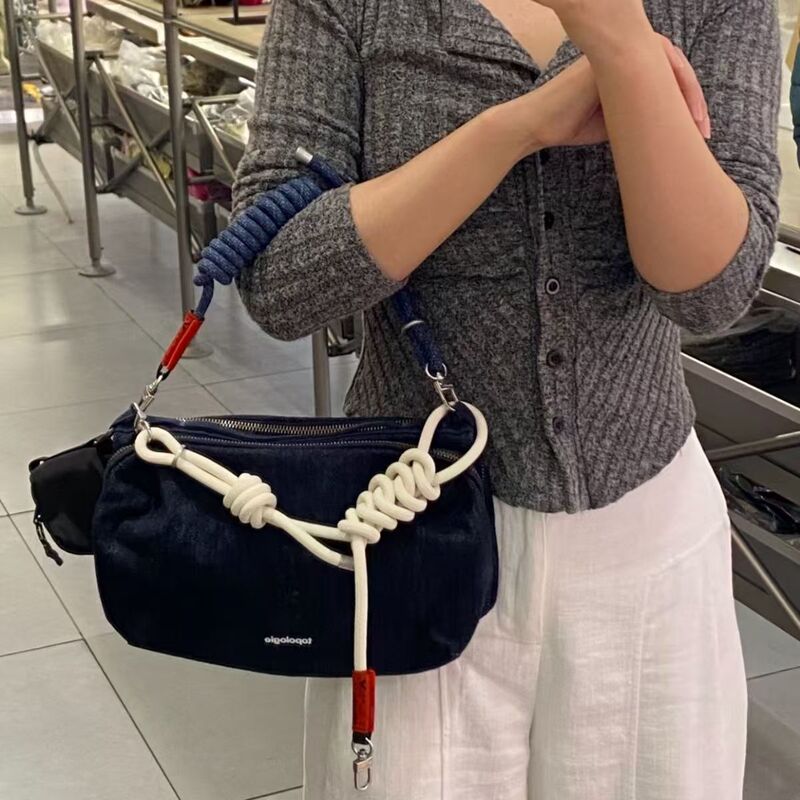 Suitable for Topologie Bag, Retro Denim Blue Water Bottle Bag, Shoulder Crossbody Handbag, Available in Various Sizes