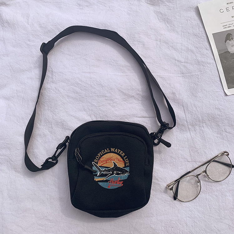 Shark Messenger Bag Blacksolar system Harajuku Street shot Inclined shoulder bag female ulzzang leisure time Versatile the republic of korea ins student Canvas bag One shoulder Small bag