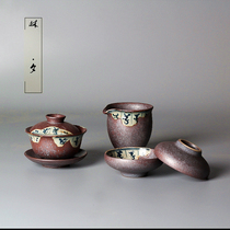 Lin Xi Handmade coarse pottery bowl hand-painted antique three-talent tea bowl ceramic tea maker kung fu tea bowl hand grab tea