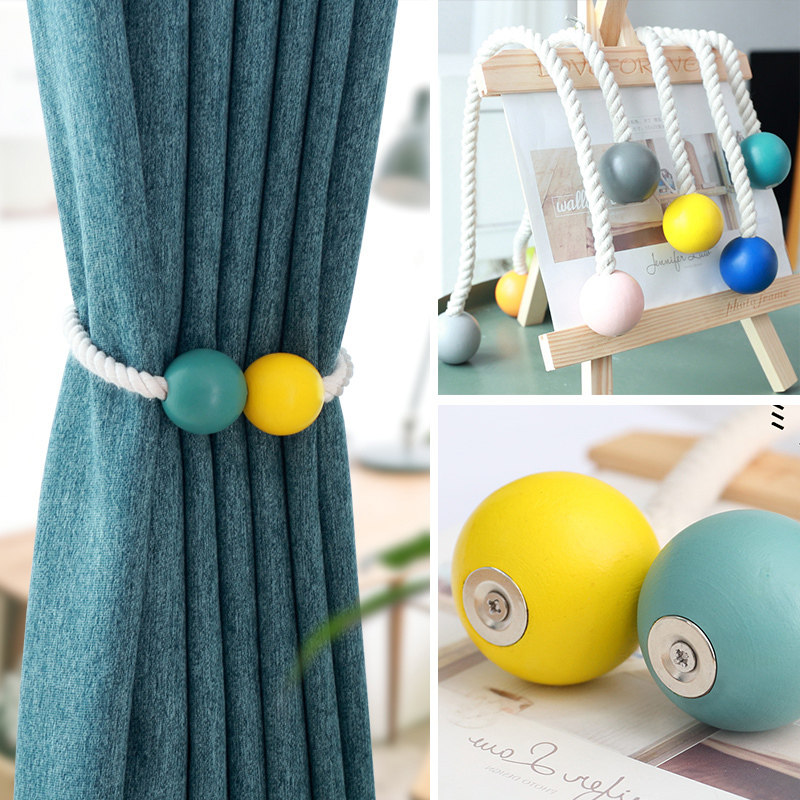 Nordic simple curtain lace-up pastoral magnet curtain buckle creative curtain rope strap cute curtain clip Korean style