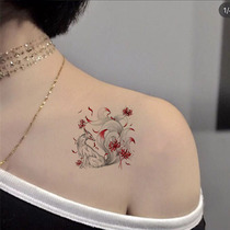 Color Nine-Tailed Fox cross flower tattoo patch small pattern wrist clavicle ankle men and women waterproof tattoo lasting simulation
