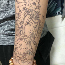 Yu Ji tattoo sticker waterproof male tattoo arm pattern mens personality tattoo geisha flower arm Diao Chan