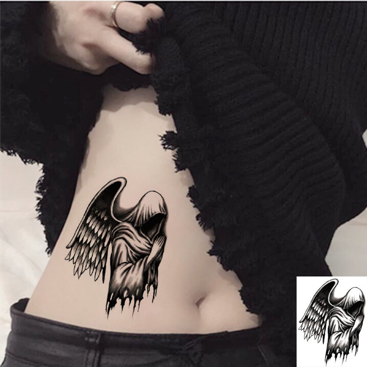Devil angel wings tattoo sticker death feather flower arm arm waist tattoo color men and women waterproof