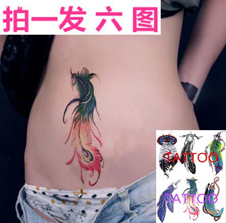 Feather Flower Arm Waterproof tattoo sticker male and female lasting realistic ankle arm tattooed with feather flower arm tattooed