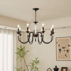 French Retro Candle Crystal Chandelier Black American Light Luxury Lamp Mid-Century South Asian Style Dining Room Bedroom Living Room Lighting Fixtures