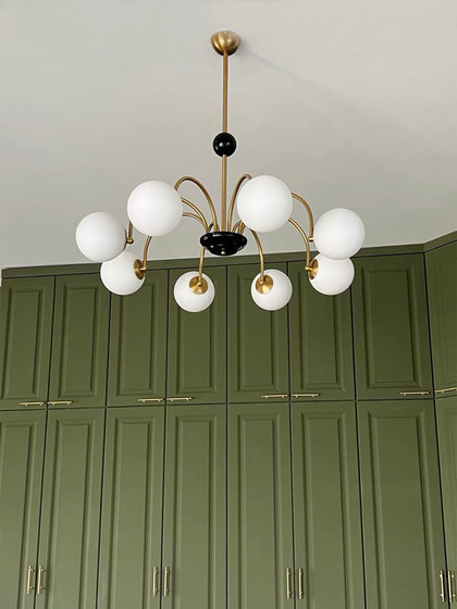French Retro Glass Ball Chandelier Bauhaus Modern Cream Living Room Dining Room Bedroom Smart Medieval Magic Bean Lamp