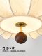 French Mid-Century Style South Sea Chandelier, Round Bedroom Lamp, American Retro Study Room Living Room Pumpkin Fabric Printed Lighting Fixtures