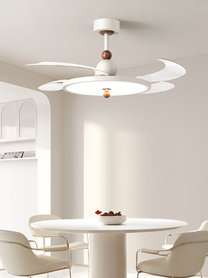 Cream-Style Restaurant Invisible Fan Light, Modern Minimalist White Ceiling Fan Light, Minimalist Smart Vintage Bedroom Fan Light