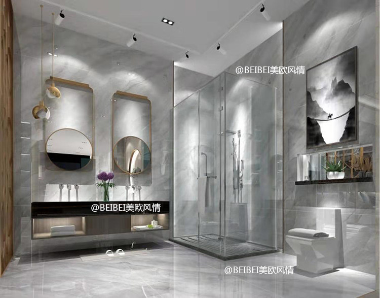 Bathroom mirror with frame Hotel B & B high-end club Bathroom mirror Boom mirror B & B net red bathroom mirror ins Nordic