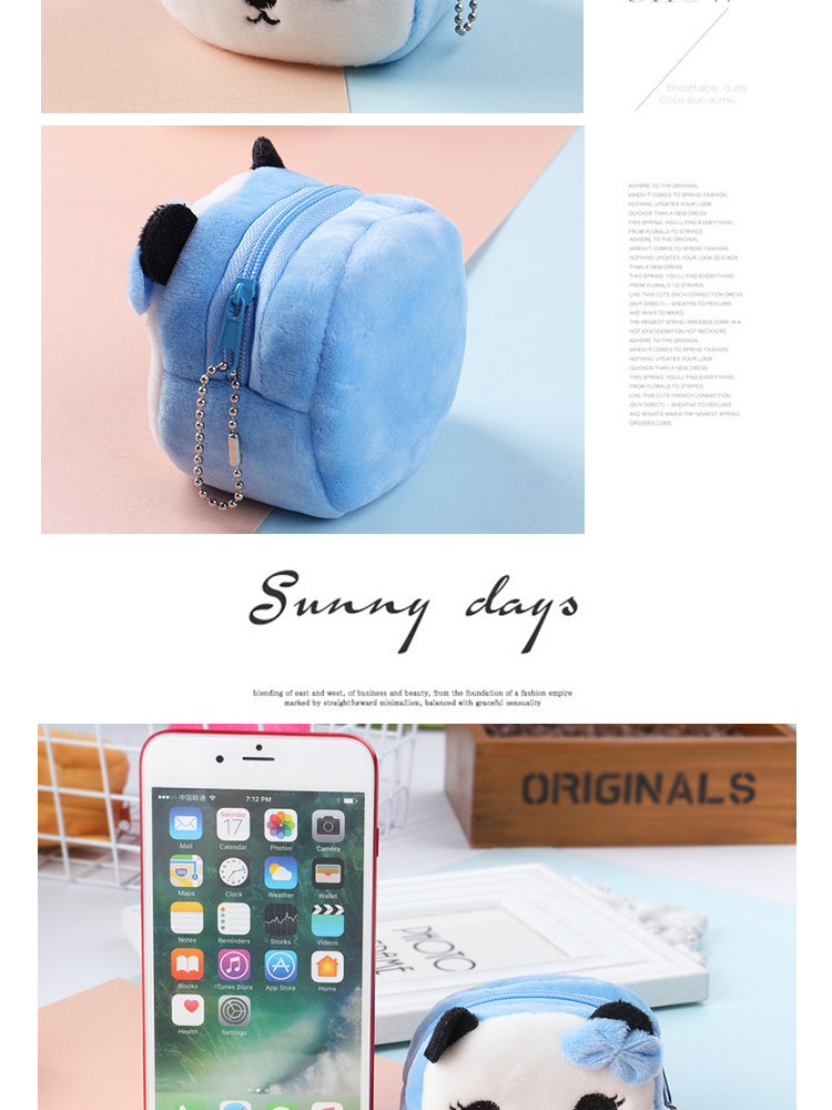 Cartoon Plush Coin Purse Square Mô hình động vật dễ thương Coin Bag Square Body Key Bag Bà Small Wallet ví pedro