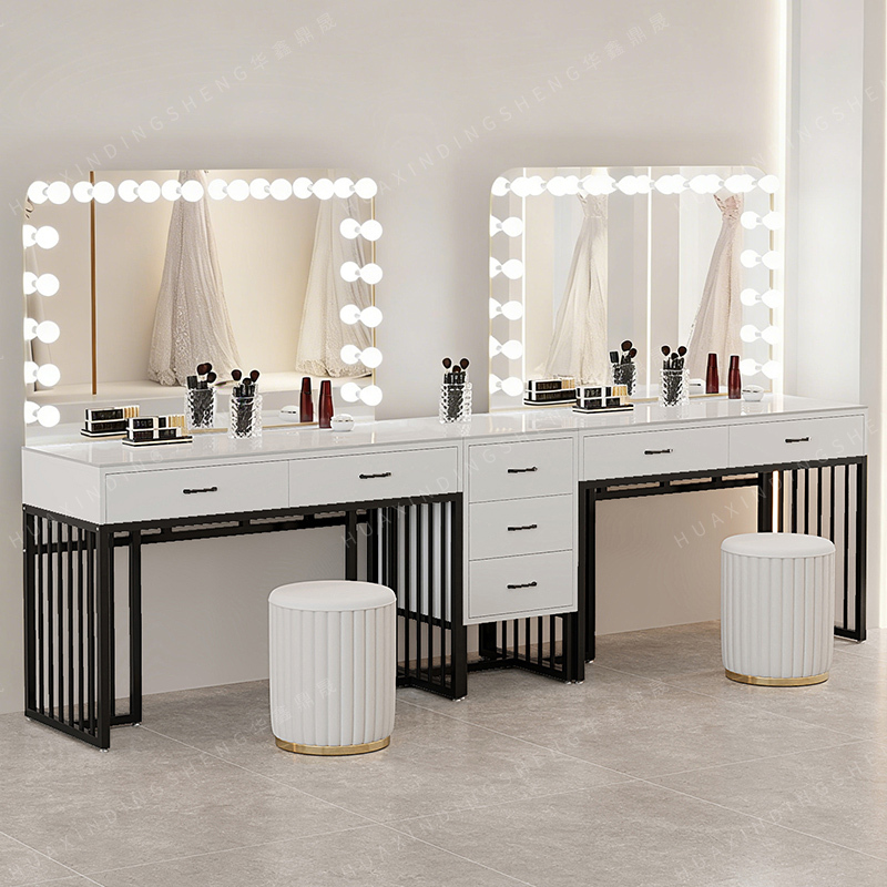 Photo Studio Makeup Table with Lighted Mirror Integrated, New Model for Wedding Dress Shops, Makeup Artist's Special Makeup Table, Beauty Salon Dressing Table Photo Studio Makeup Table with Lighted Mirror Integrated, New Model for Wedding Dress Shops, Makeup Artist's Special Makeup Table, Beauty Salon Dressing Table