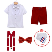 Красная рубашка для мальчиков, шорты, галстук-бабочка, подтяжки