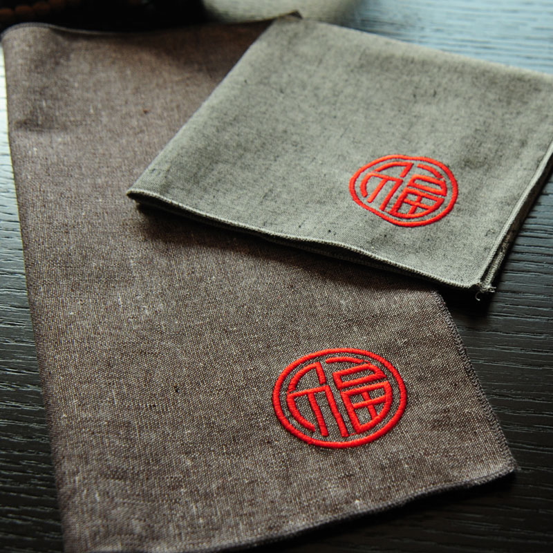 Three embroidered blessing handkerchief handkerchief scrub face towel sweat towel square towel men can be customized with LOGO