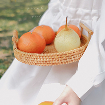 Handmade Rattan Chic Trays Bread Basket Home Day Style Creative Round Water Fruit Basket Snack Dish Bamboo Woven Basket Breakfast Basket