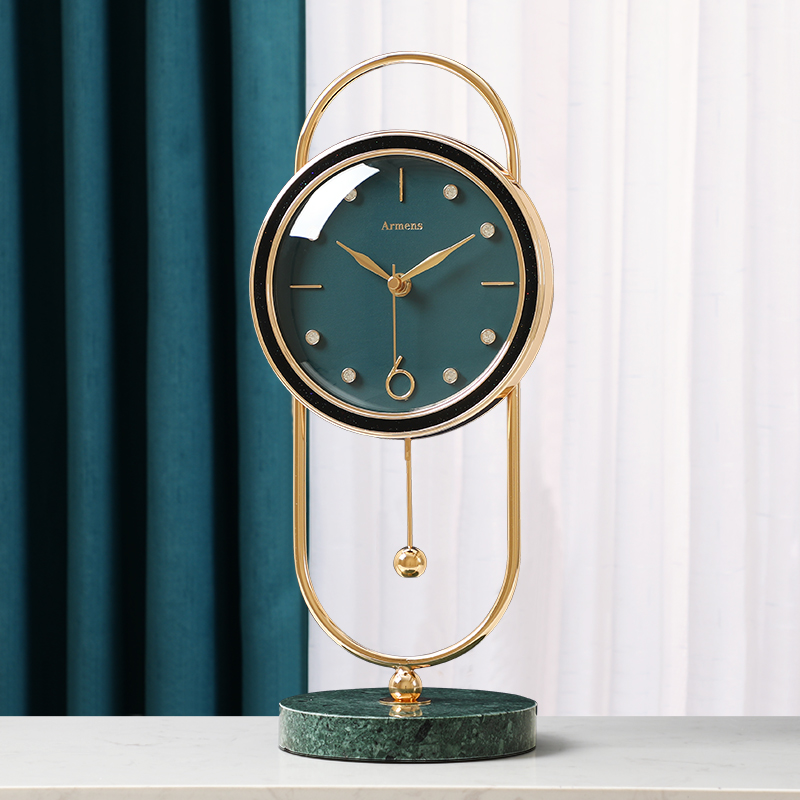Seat bell light extravagant desktop clock swing piece living room home fashion modern minimalist TV cabinet clock muted quartz clock-Taobao