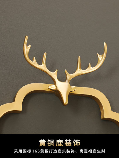 新中式黄铜挂钟家用轻奢表挂墙客厅装饰壁钟大厅玄关静音石英钟表