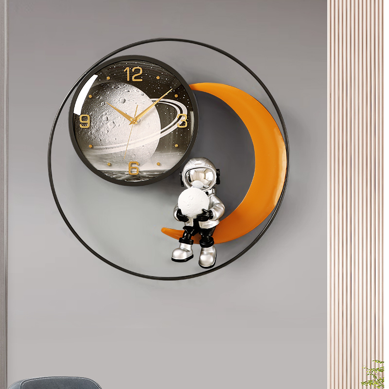 Modern minimalist hanging clocks Home astronauts Decorative Wall Clocks Creative Iron Art Table Hanging Wall Fashion Nets Red Quartz Watches-Taobao