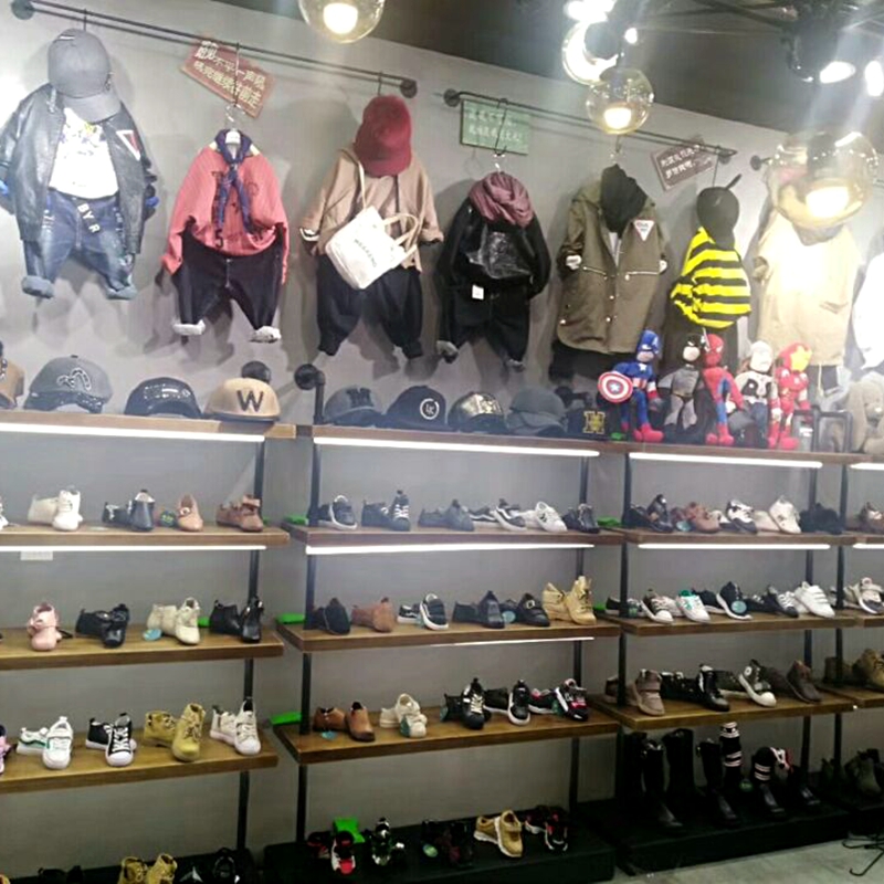 Usd 123 04 Retro Clothing Display Rack Shoe Wrought Retro Clothing Display Rack Shoe Wrought Iron Solid Wood Multi Layer Bag Cabinet Shelf Children S Shoes Wall Mount