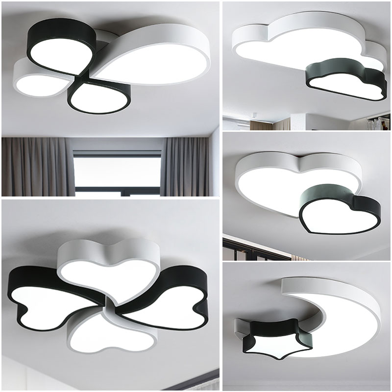Water Drop multi-treasure Double Heart Cloud Dot Star Moon Nordic Black & White Box Bedroom LED Ceiling Light Dimming Luminaire Manufacturer Direct