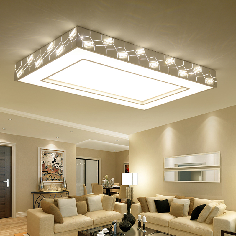 New LED water crystal light suction ceiling light rectangular remote control atmosphere living-room modern minimalist bedroom light Wholesale Bluetooth