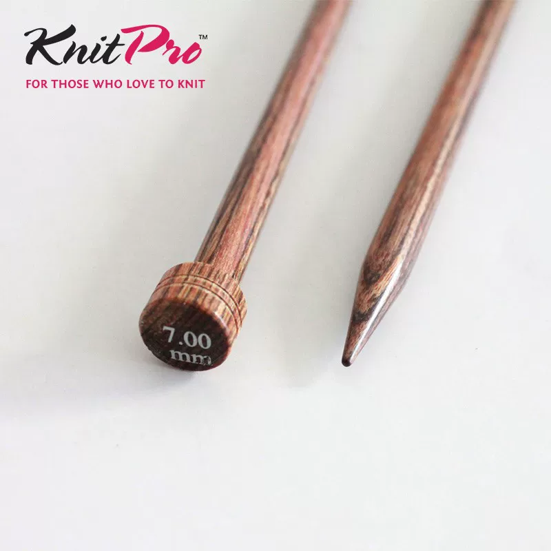 [KnitPro Ginger 35cm 进口单头直针彩木针围巾毛衣针棒针直针]