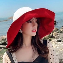 Sun posing with childrens hat sunscreen with large oversized peak fishermans hat womens face Summer anti-UV sun hat anti-hood