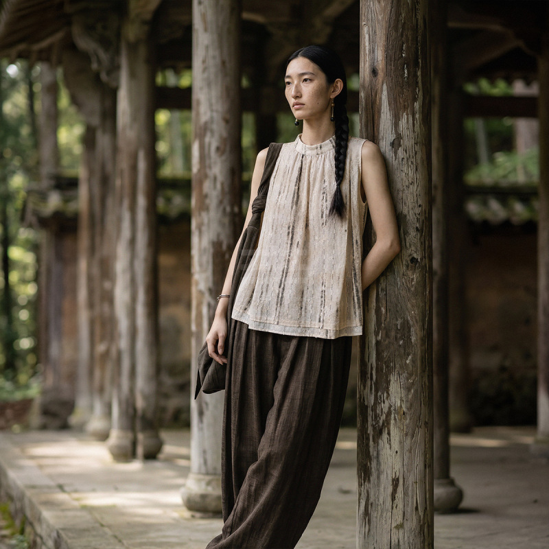 Catalpalew'Spring Dawn' Ruisheng Aesthetics Ink Line Tea Break Gradient Embroidery Doll Shirt Vest
