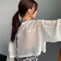 Arm Blouse Ice Silk Sunscreen Clothes Women Summer Blouse Thin 2021 New Outer Short Coat Breathable White