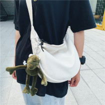 ins canvas bag slanted satchel 2021 new tide Han version 100 lap art student class single shoulder bag sails cloth bag