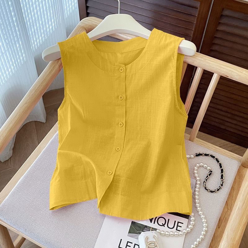 Korean Style Age-Reducing Sweet Pink Sleeveless Vest Shirt for Women 2025 Summer New Thin Cardigan Vest Top Trendy