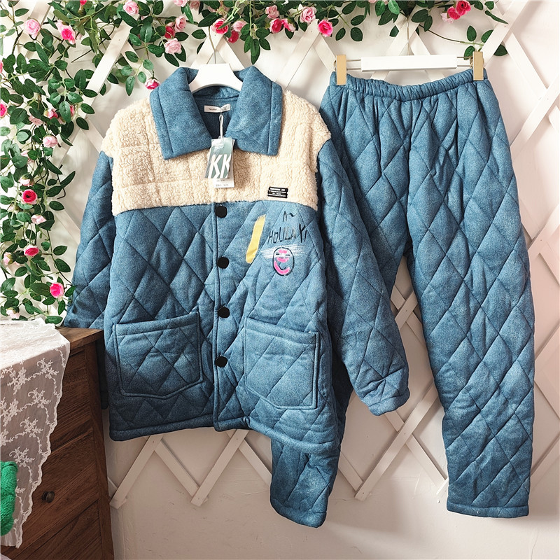 [Closed for Rest] 13443 Calorie m Men's Denim-Colored Lapel Padded Thermal Suit
