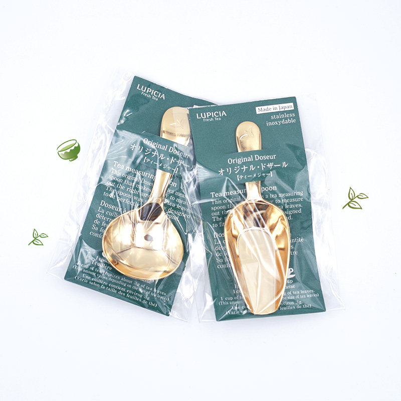 Spot Japanese local lupicia Green Bi Tea Garden Metal golden small teaspoon round square tea spoon Exquisite spoon