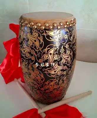Factory price direct sales solid wood pure hand painted waist drum drum cowhide drum musical instrument performance drum children drum drum stool