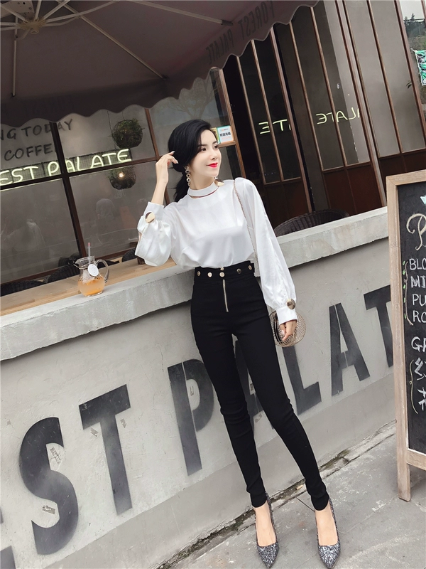 Mùa thu đông 2018 mới của phụ nữ Phiên bản Hàn Quốc của quần legging đen mỏng nữ có eo cao là quần skinny bút chì nữ quần lót lông cho nữ