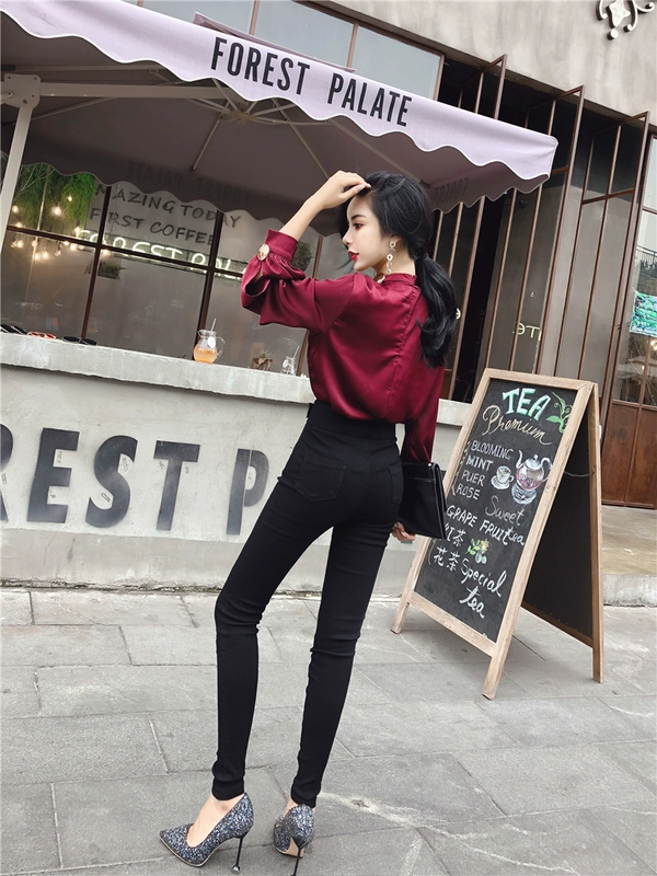 Mùa thu đông 2018 mới của phụ nữ Phiên bản Hàn Quốc của quần legging đen mỏng nữ có eo cao là quần skinny bút chì nữ quần lót lông cho nữ