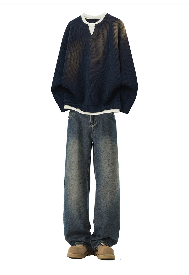 Men's Two-Piece Autumn Sweater and Jeans Casual Sports Set