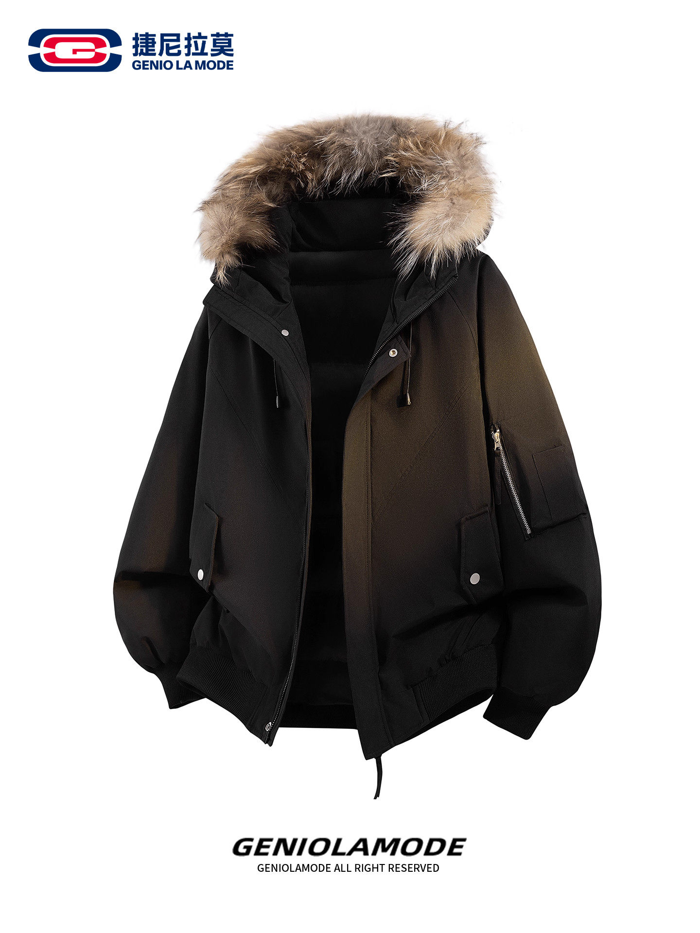Geniolamode Three-Proof Detachable Large Fur Collar down Jacket Men's Winter Cold-Proof Coat Mountain Style Jacket Trendy