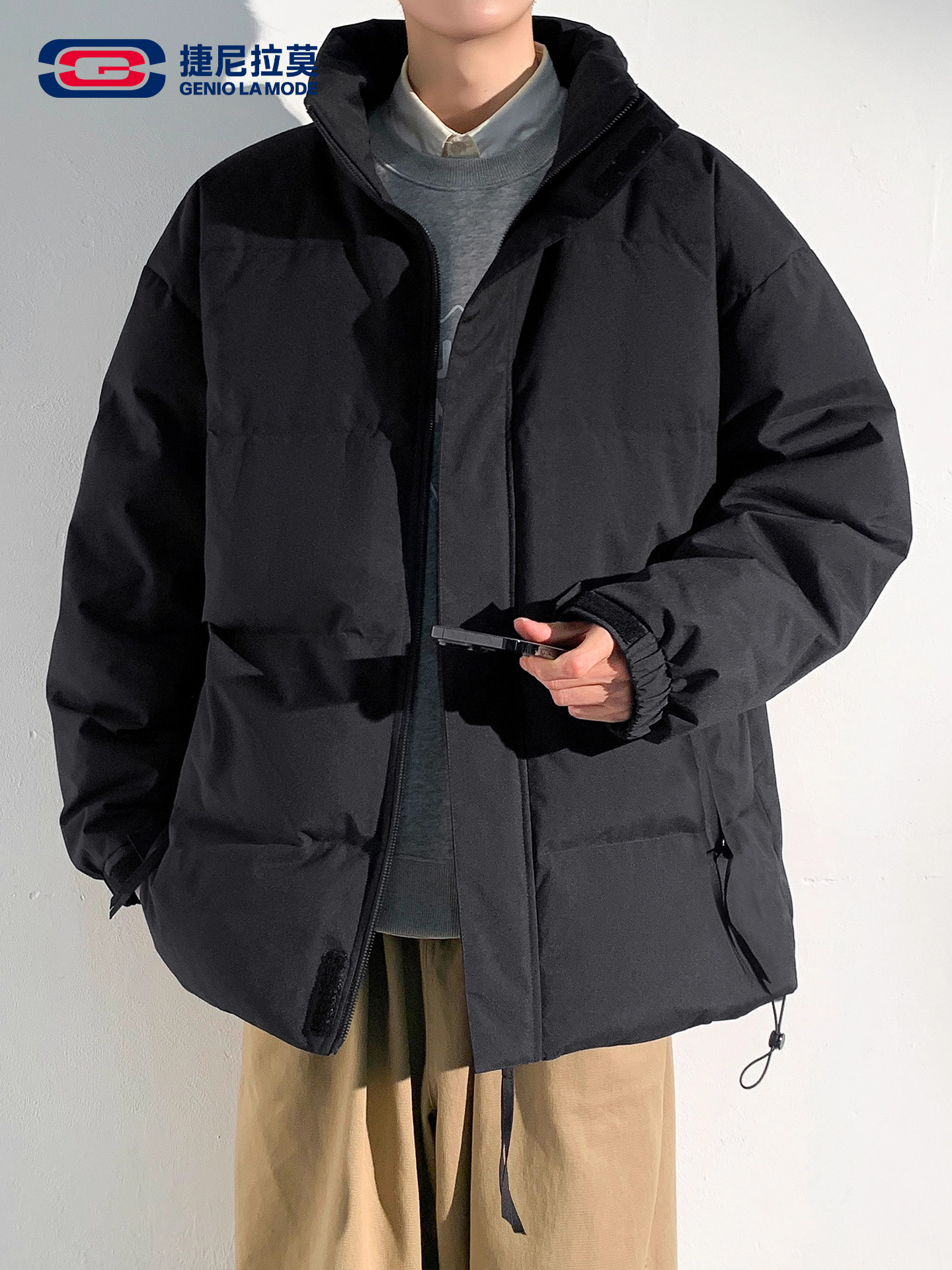 Geniolamode Men's down Jacket Winter New Windproof Waterproof Thickened Warm Short Coat Trendy